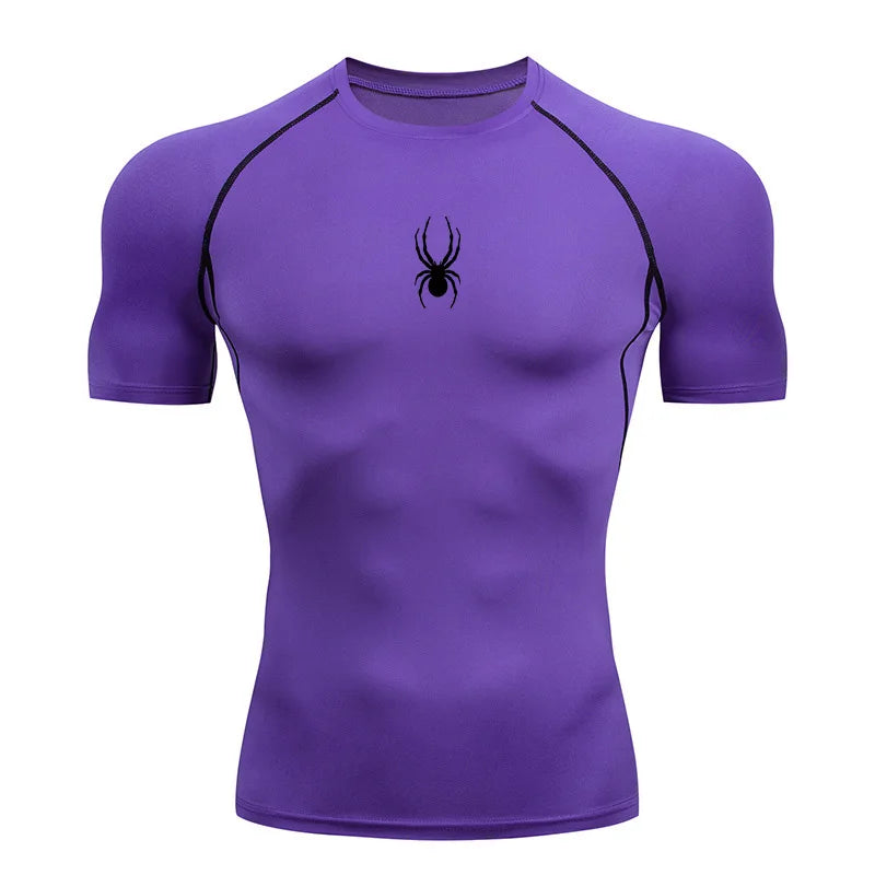 Men Sport T-Shirt Spider Quick Dry Bodybuilding Running Shirt Compression Tops Gym T Shirt Men Fitness Tight Tees Rashgard