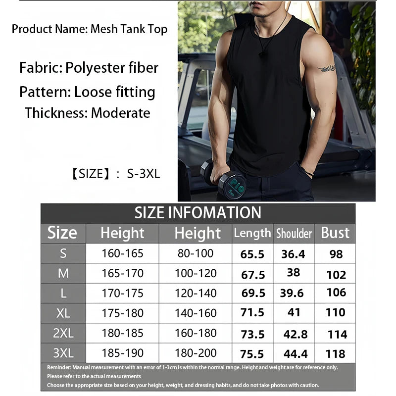 Summer Men's Gym Tank Top Fitness Training Clothing Quick-drying Loose Bodybuilding Sleeveless Shirt Men Fashion Basketball Vest