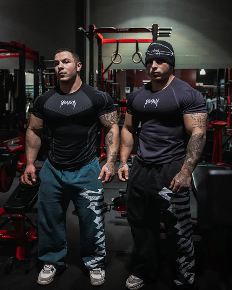 Men Short Sleeve 2025 Spring Autumn New StyleFitness Clothes Quick Drying Breathable Stretch Tight Fitting Clothing T-Shirt