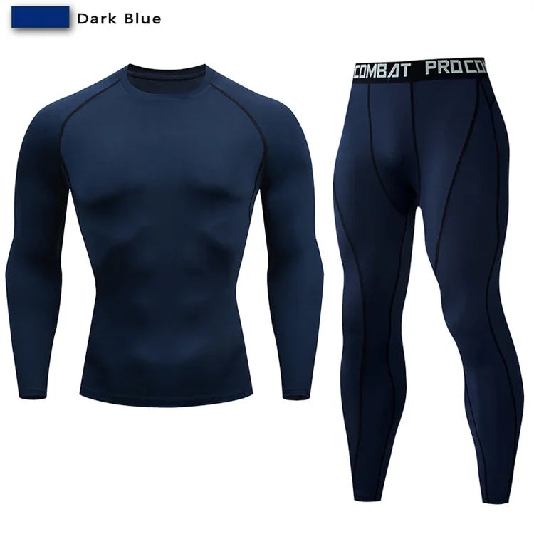 2pcs Men's Compression Sportswear Suit Elastic Training Yoga Sets Workout Jogging Fitness Clothing Tracksuit Pants Sporting