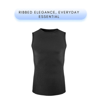 Men's ribbed shapewear vest, slim fitting shirt, breathable and comfortable exercise and fitness abdominal slimming sports vest