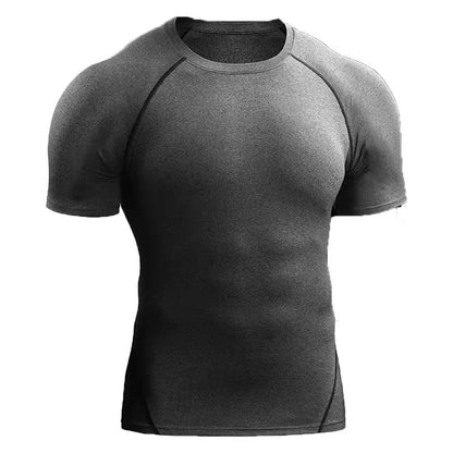 Fitness clothes men's outdoor sports quick drying short sleeved t-shirt training pro running stretch tight fitting clothes yoga