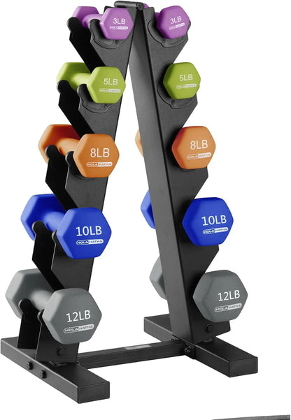 Neoprene Dumbbell Free Hand Weight Set with Rack, Ideal for Home Exercises to Gain Tone and Definition