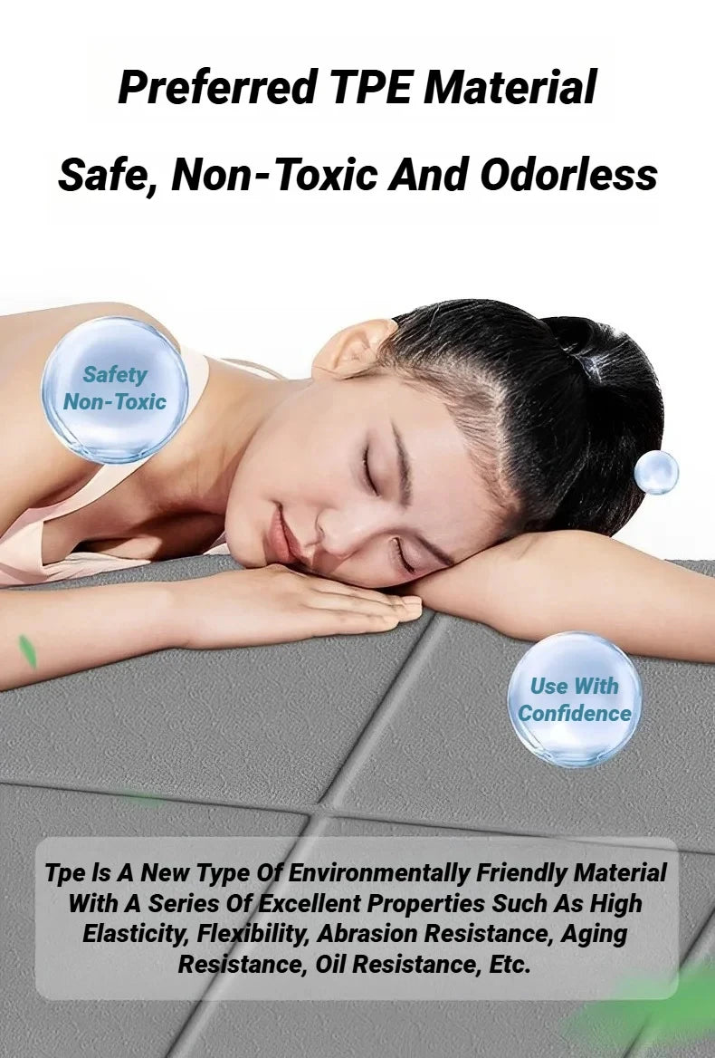 Foldable TPE Yoga Mat: Eco Friendly, Double Sided Non-slip, Folding Travel Fitness Mat for Yoga, Pilates & Floor Workouts