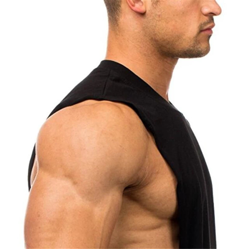 Gym Fitness Training Vests Cotton Breathable Side Slits Tank Tops Mens Bodybuilding Muscle Sleeveless Singlets Workout Shirts