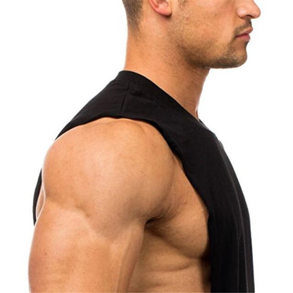 Gym Fitness Training Vests Cotton Breathable Side Slits Tank Tops Mens Bodybuilding Muscle Sleeveless Singlets Workout Shirts