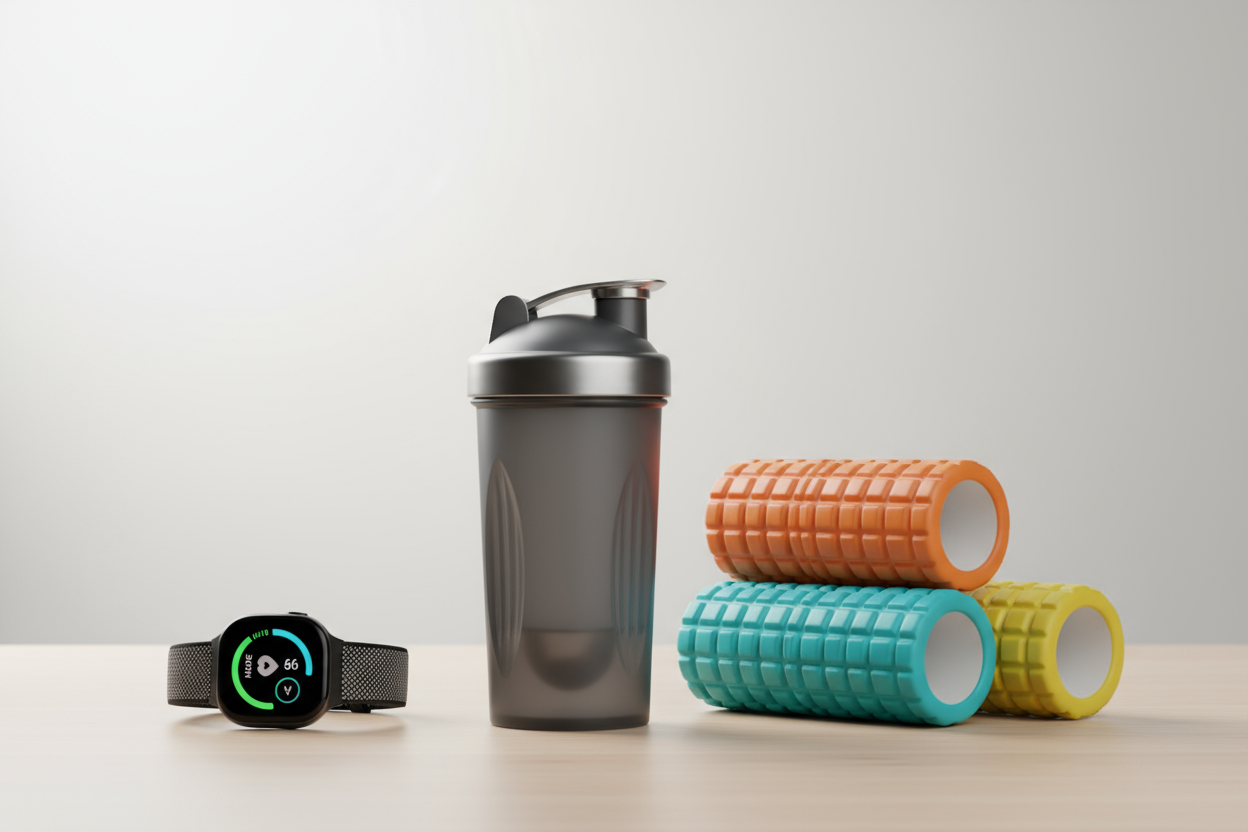 Accessories → shakers, smart watches, foam rollers.